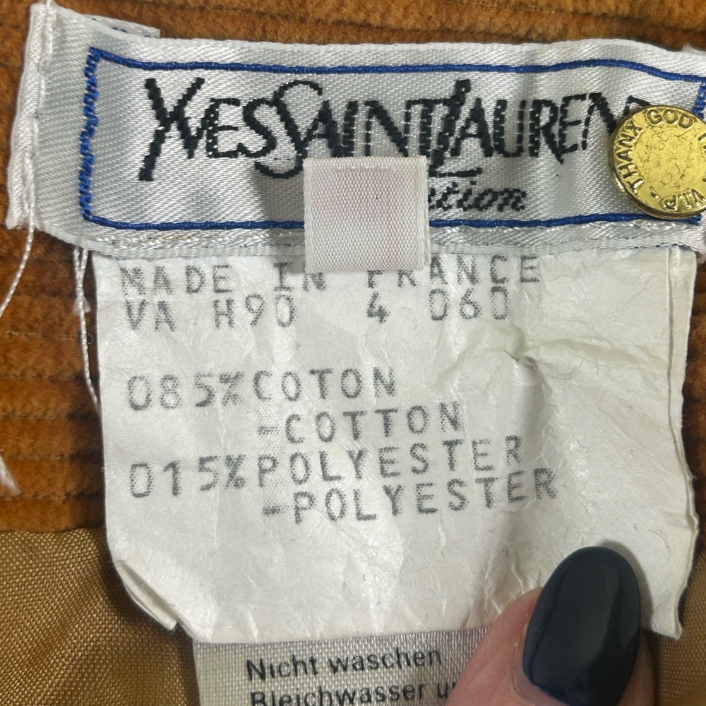 YVES SAINT LAURENT Variation VTG 80s 90s Corduroy Pencil Skirt Camel Brown EU 38 - Picture 7 of 16